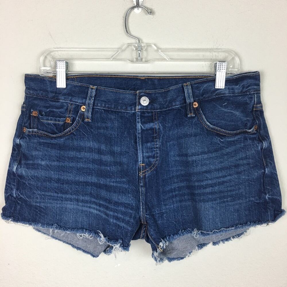 Levis 501 Blue Button Fly Denim Shorts 28